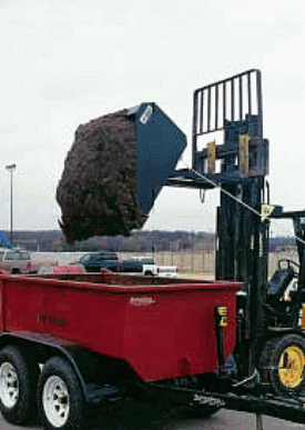 Rope release trips self dump bucket